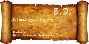 Biswanger Dejte névjegykártya